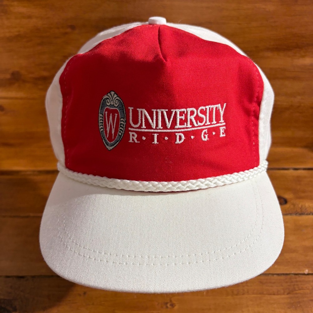 University Ridge Golf Hat Wisconsin Badgers Imperial Headwear Red‎ Rope USA Made